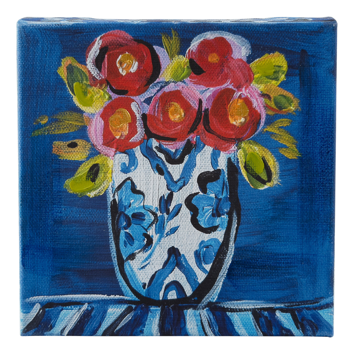 Poppies Blue & White Vase Canvas