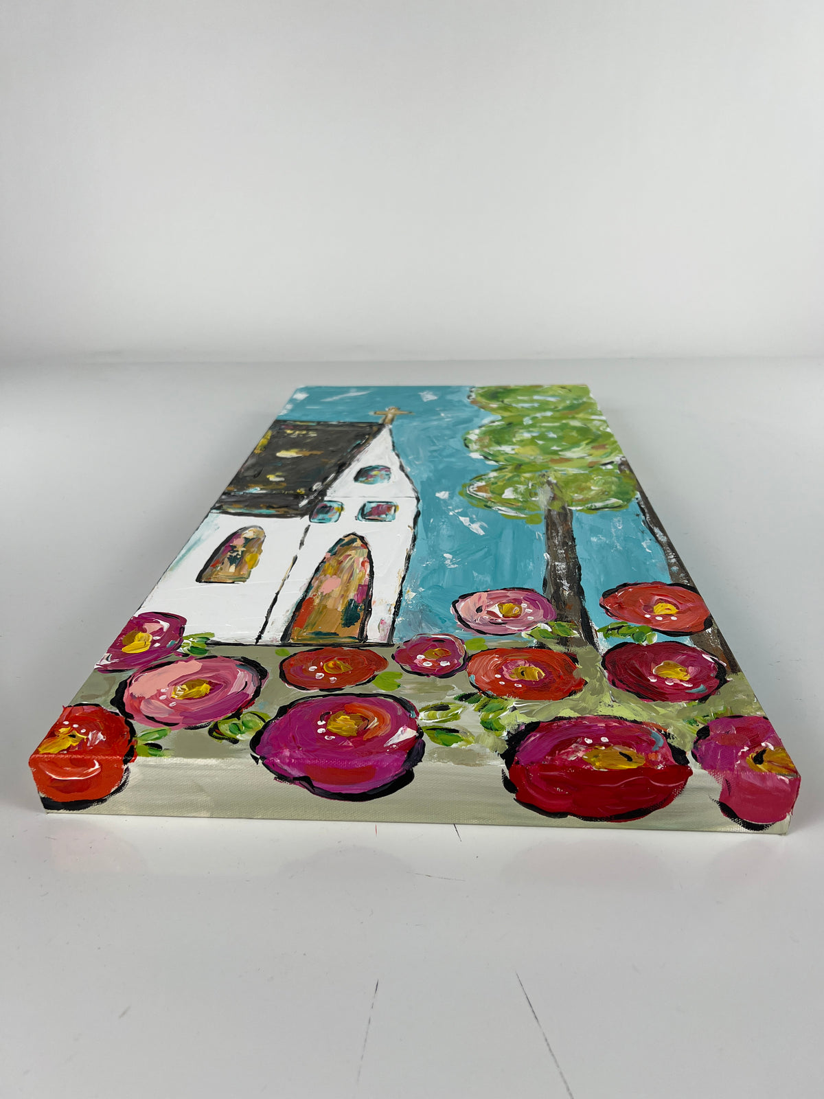 Church with Poppies Canvas