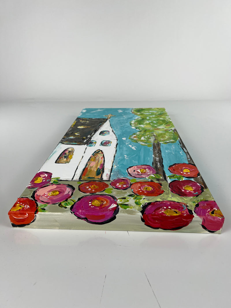 Church with Poppies Canvas