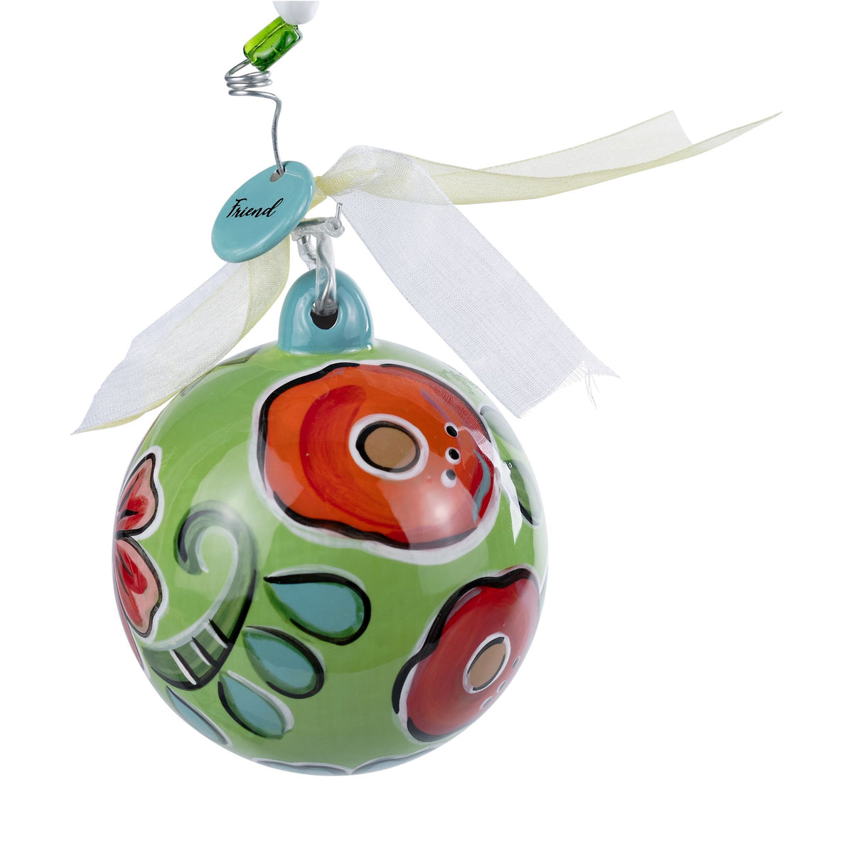 Friend Green Floral Ornament