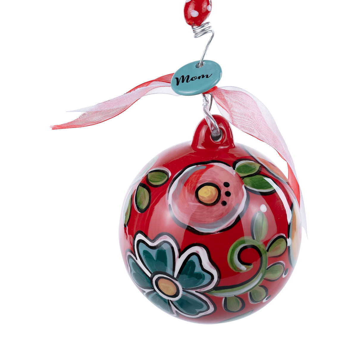 Mom Red Floral Ornament