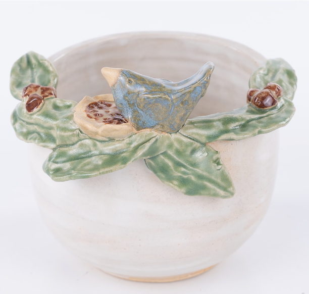 Blue Bird Flower Pot