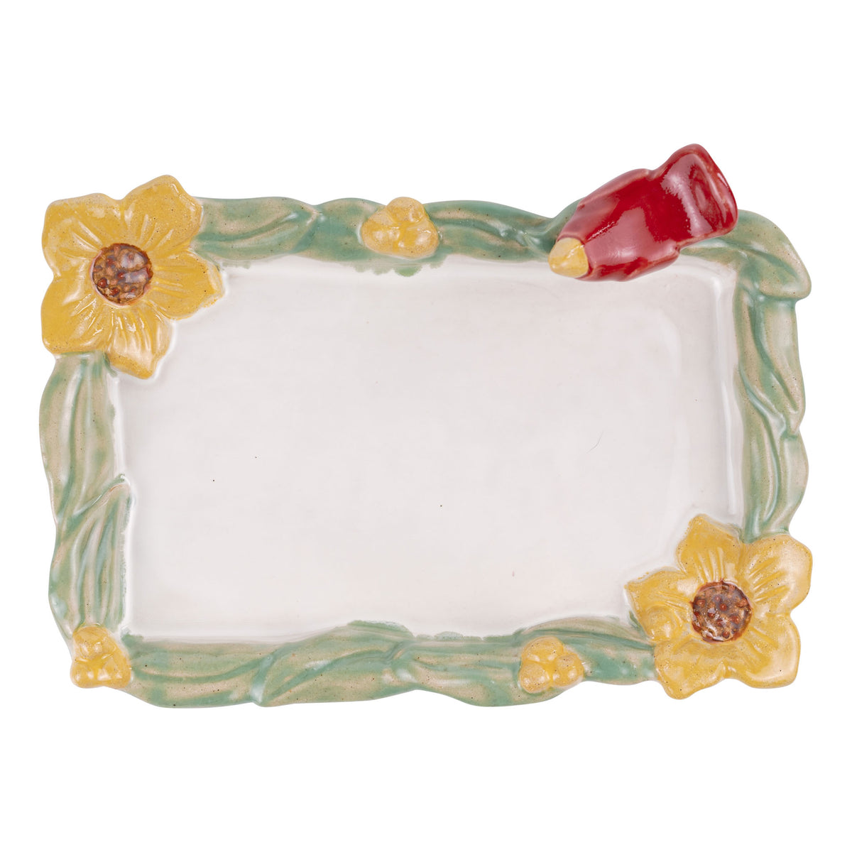 Red Bird Sunflower Trinket Tray