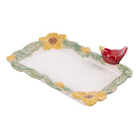 Red Bird Sunflower Trinket Tray