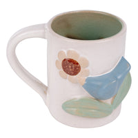 Blue Bird Flower Leaves Mug