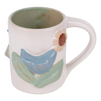 Blue Bird Flower Leaves Mug