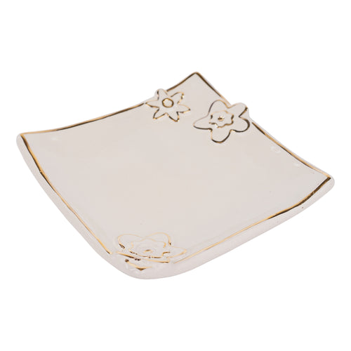 Square Floral Trinket Tray