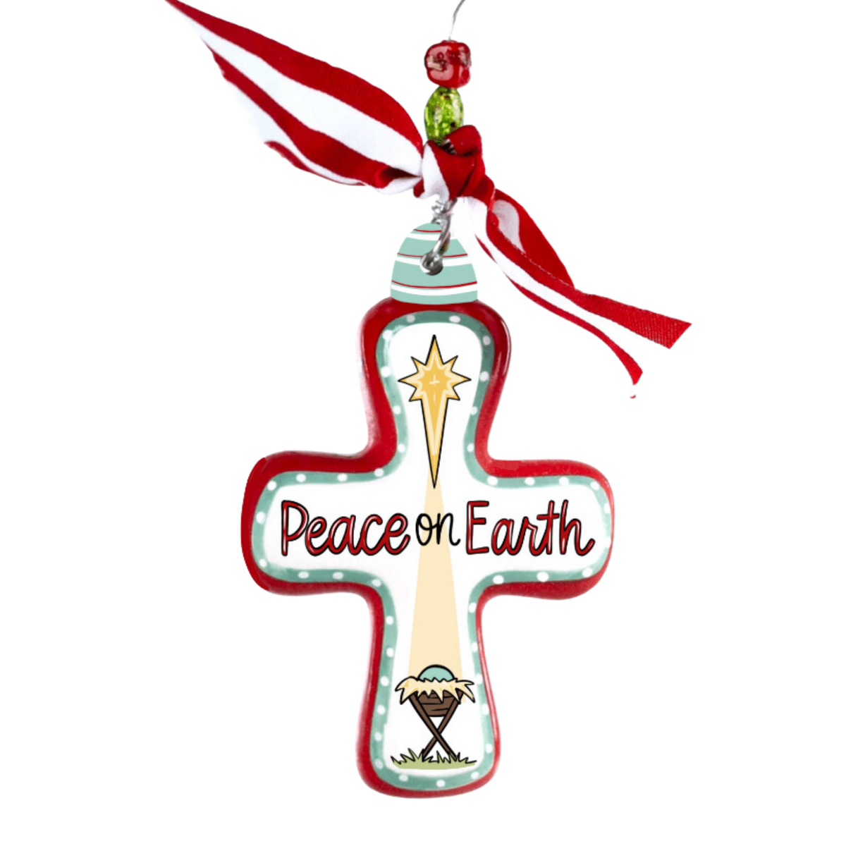 Peace On Earth Nativity Cross Ornament