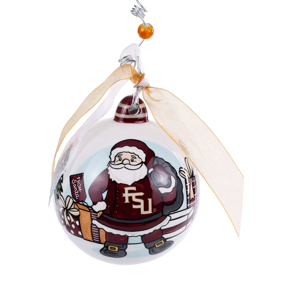 Happy Holidays Florida State Santa Ornament