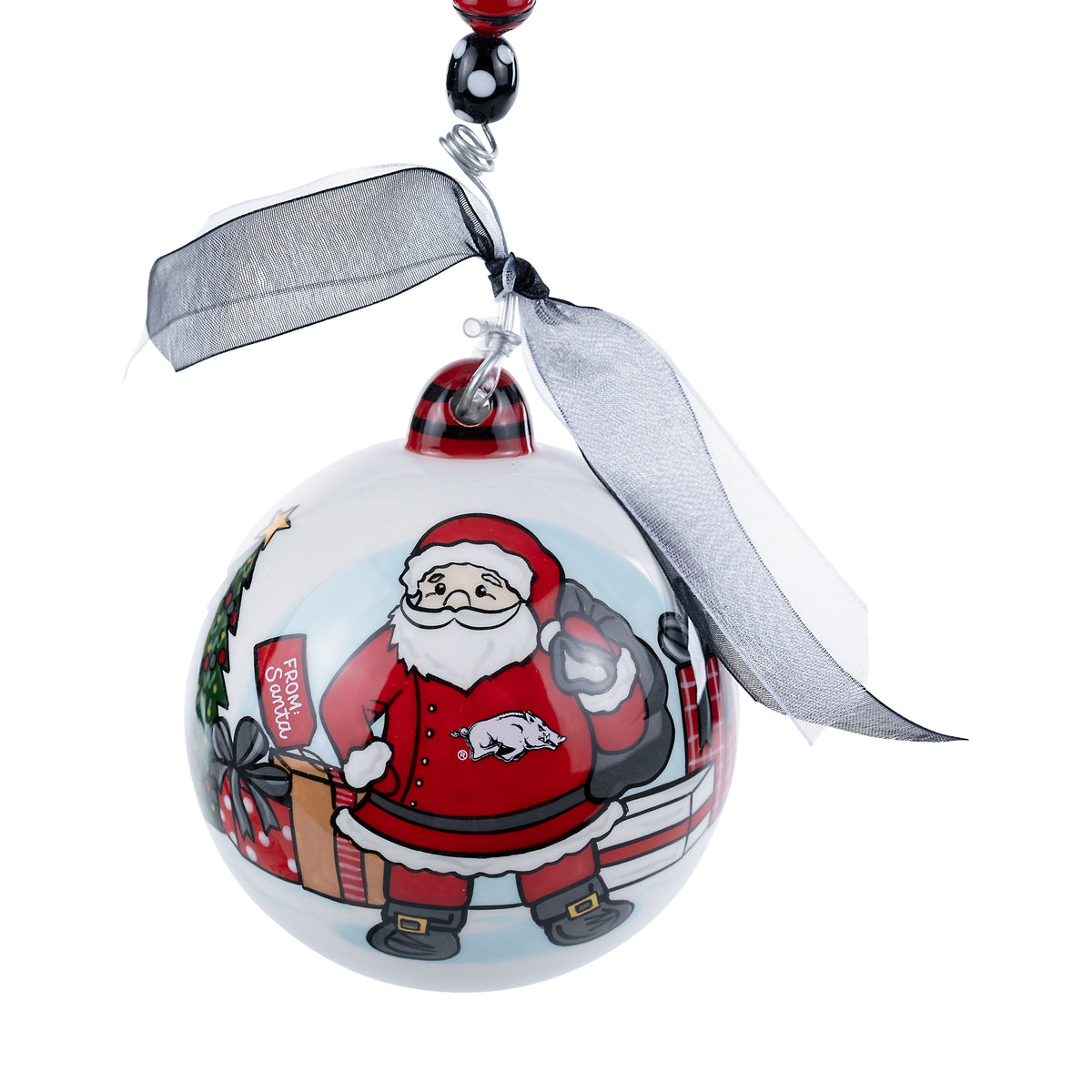 Happy Holidays Arkansas Santa Ornament