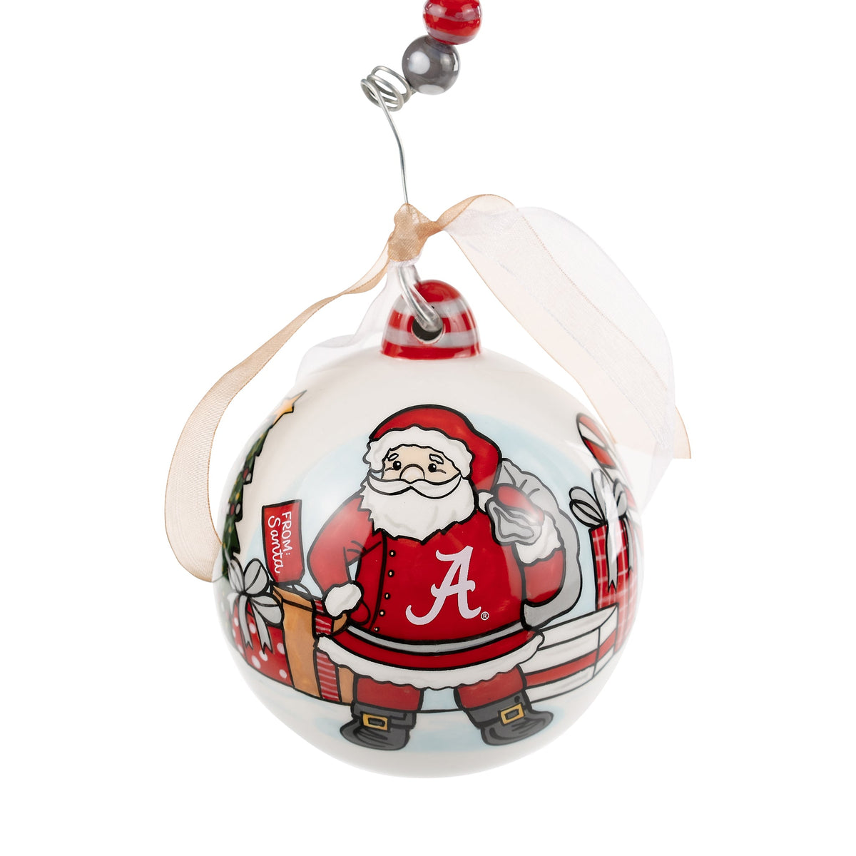 Happy Holidays Alabama Santa Ornament