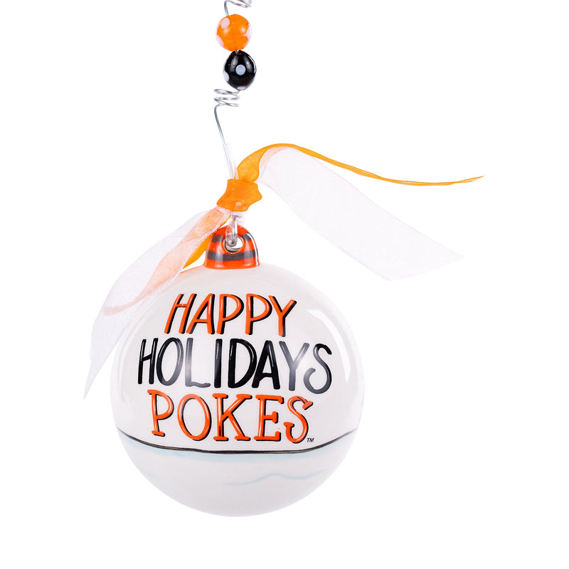 Happy Holidays Oklahoma State Santa Ornament