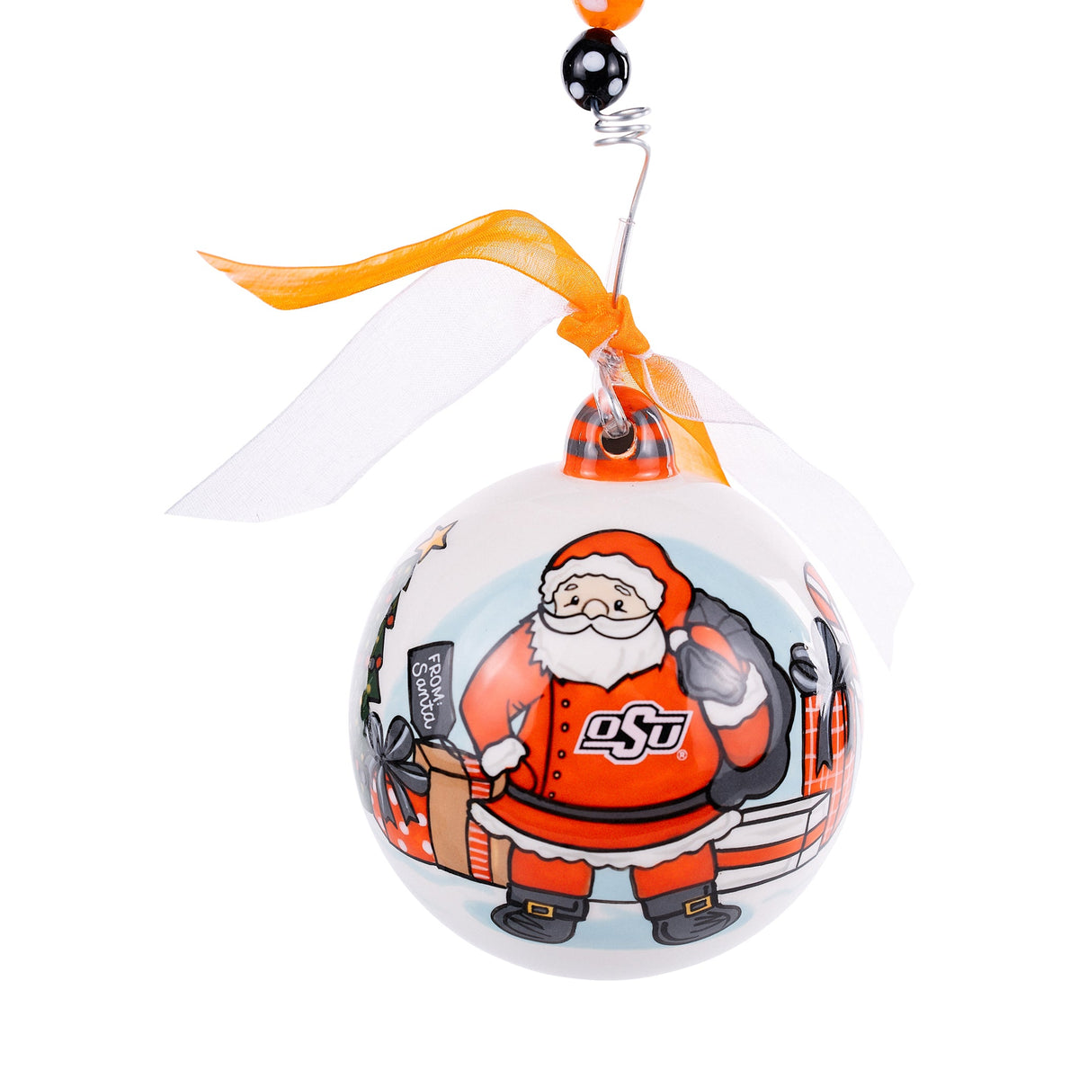 Happy Holidays Oklahoma State Santa Ornament