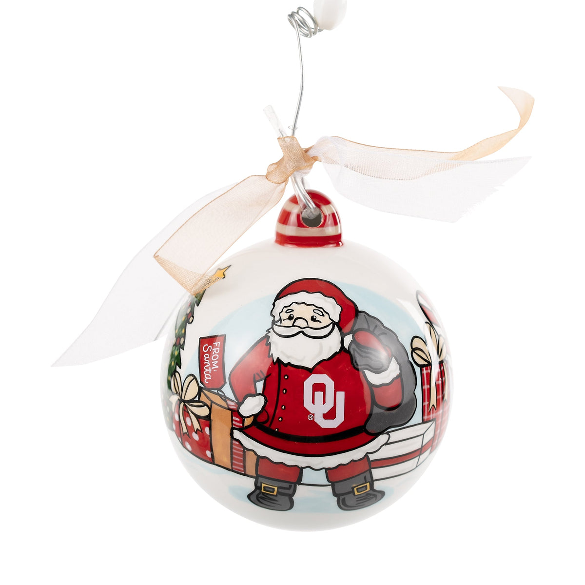 Merry Christmas Oklahoma Santa Ornament