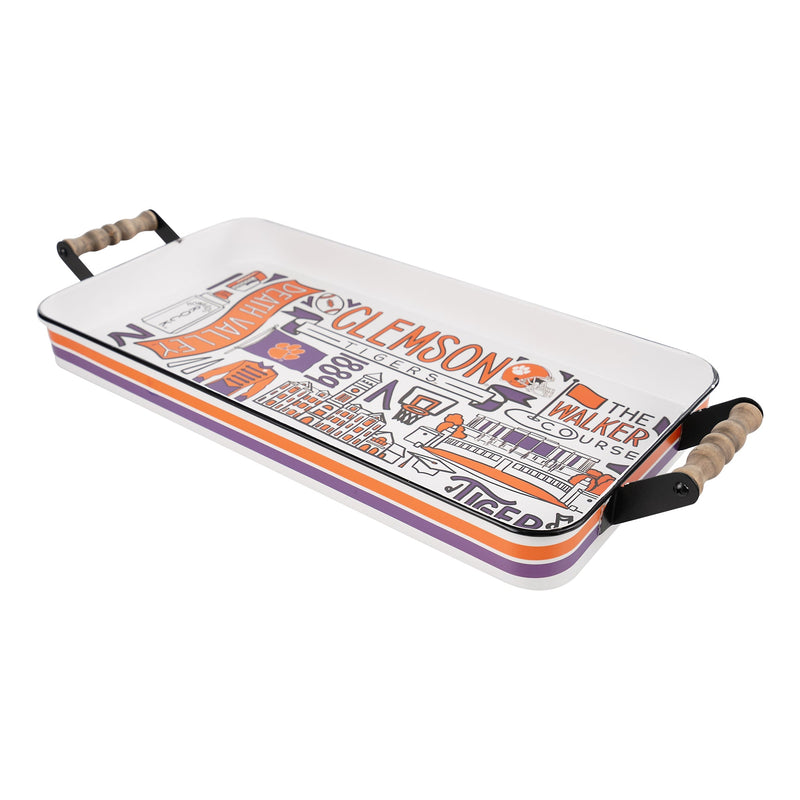 Clemson Collage Enamel Tray