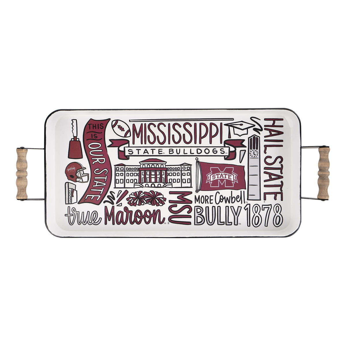 Mississippi State Collage Enamel Tray