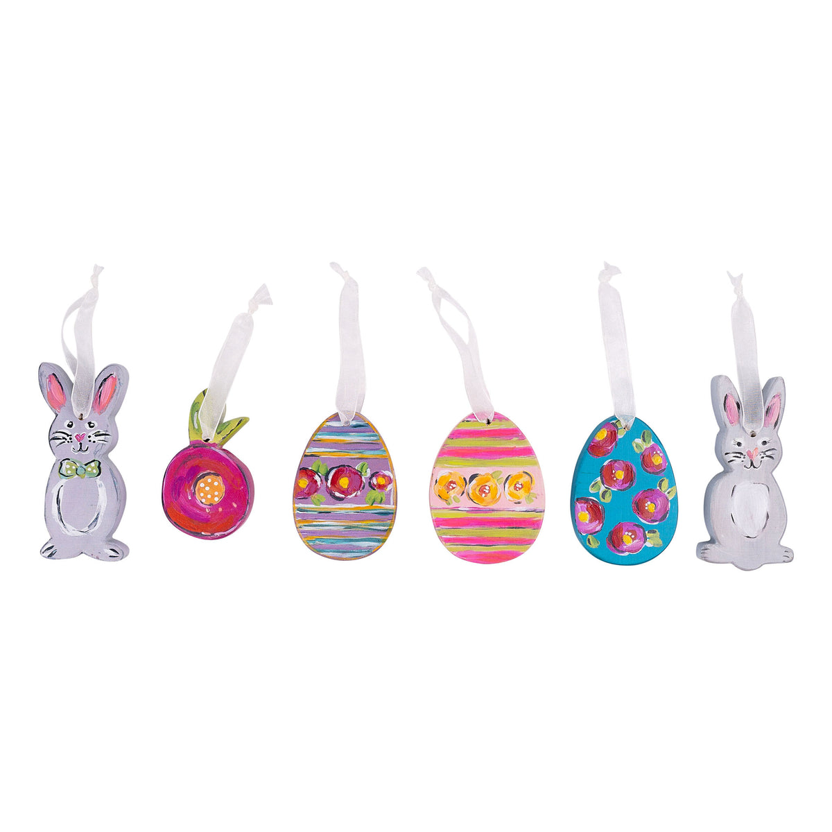 Wooden Easter Ornaments/Set of 6