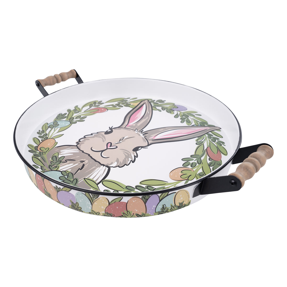 Egg Wreath Bunny Enamel Tray