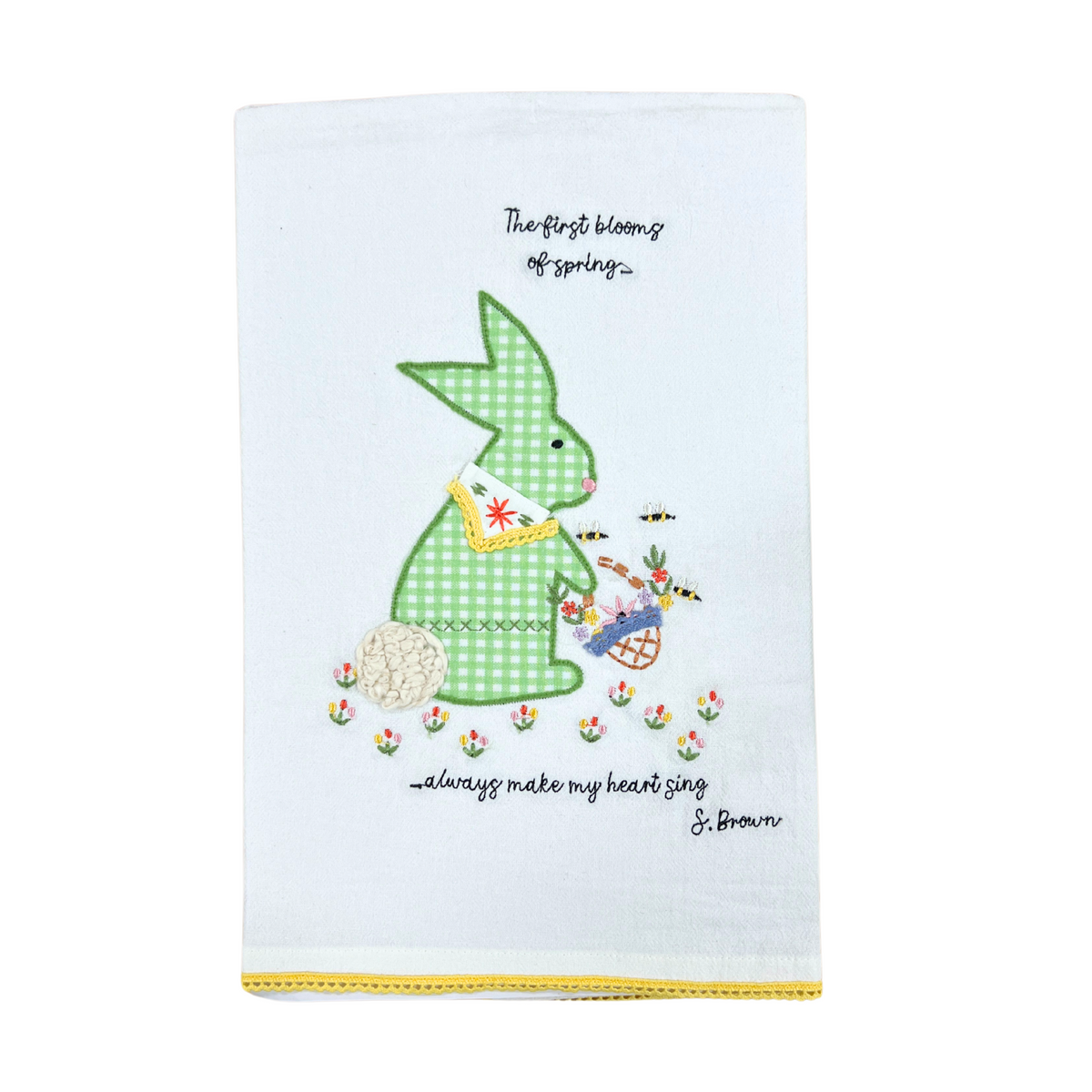 Spring Blooms Bunny Tea Towel