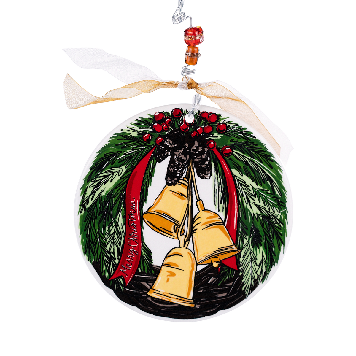 Merry Christmas Woodland Wreath Flat Ornament