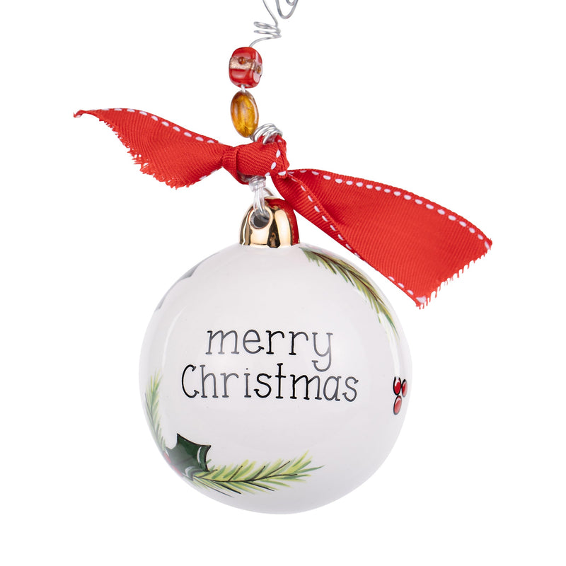 Merry Christmas Red Bird Branches Ornament