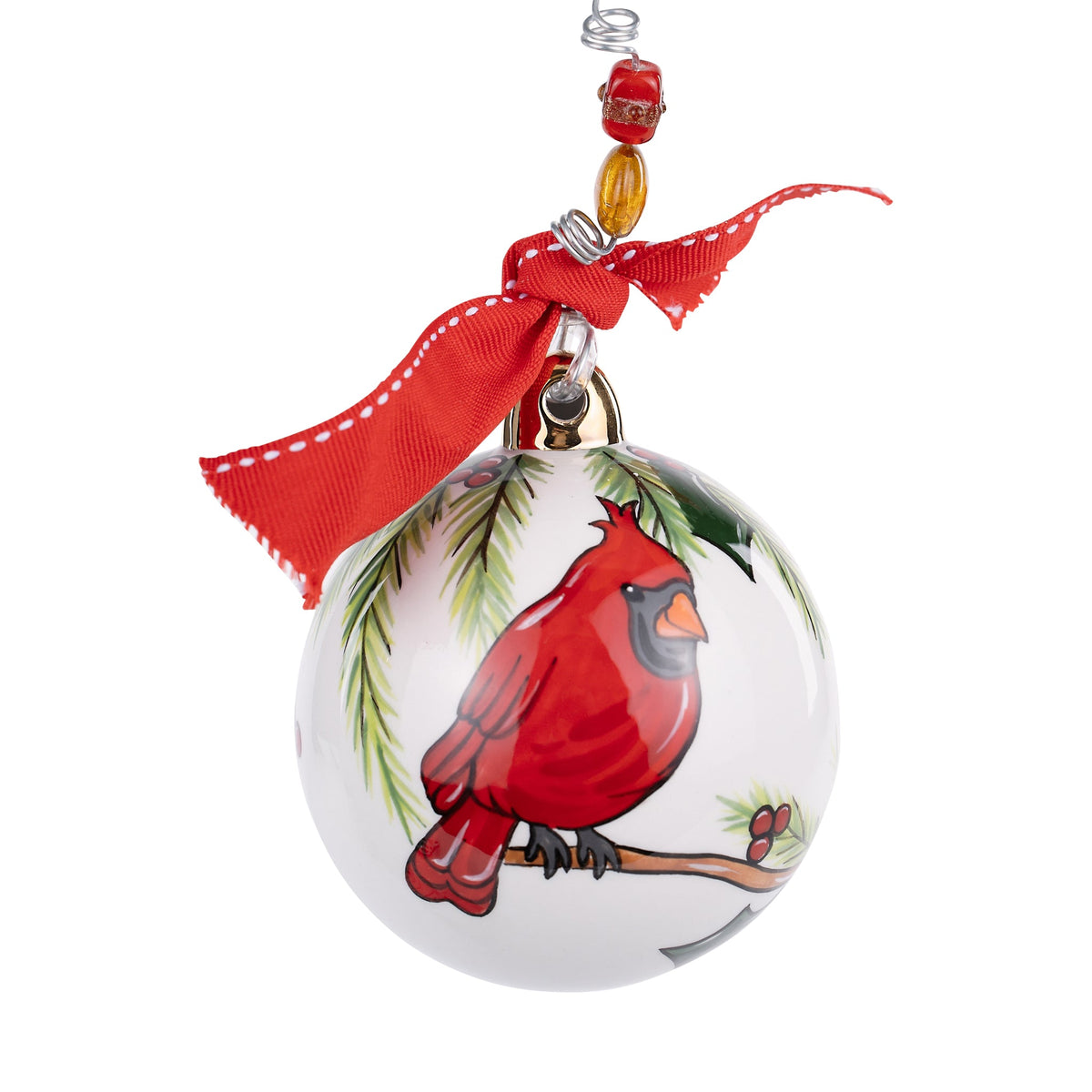 Merry Christmas Red Bird Branches Ornament