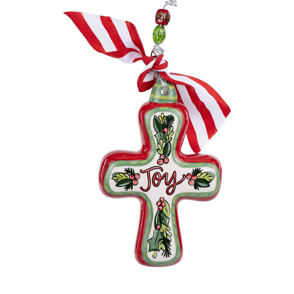 Joy Holly Cross Ornament