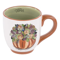 Give Thanks Floral Pumpkin Mug