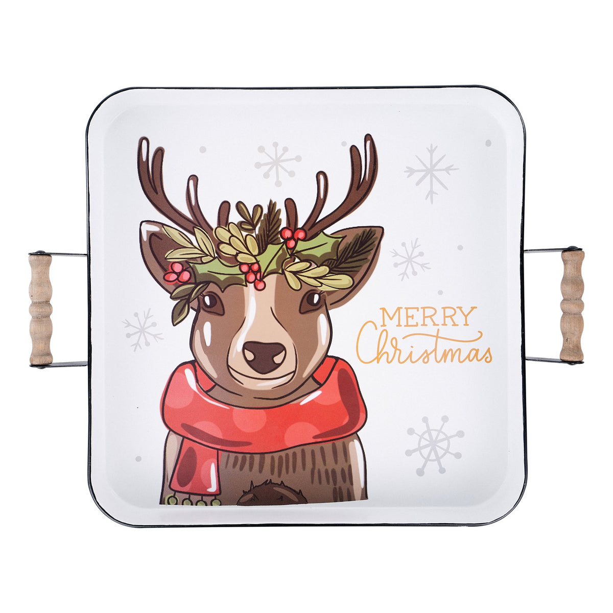 Merry Christmas Reindeer Enamel Tray