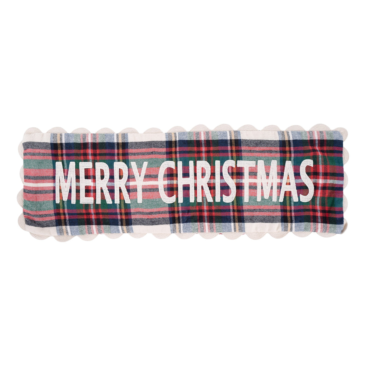 Merry Christmas Plaid Lumbar Pillow