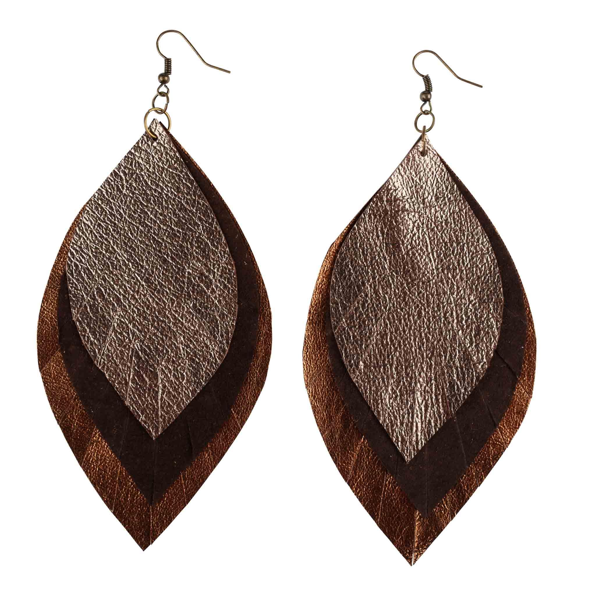 Real hot sale leather earrings